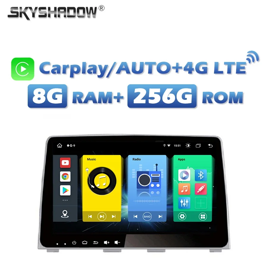 4G SIM Carplay Auto Android 13.0 8G+256G Car DVD Player IPS GPS Map RDS Auto Radio Wifi Bluetooth For Hyundai SONATA 2018 2019