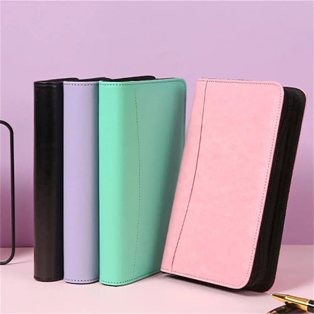 A6 PU Leather Business Notebook With Zipper Loose Leaf Folder Diary Binder Notebook With Calculator Journal Book Notepad