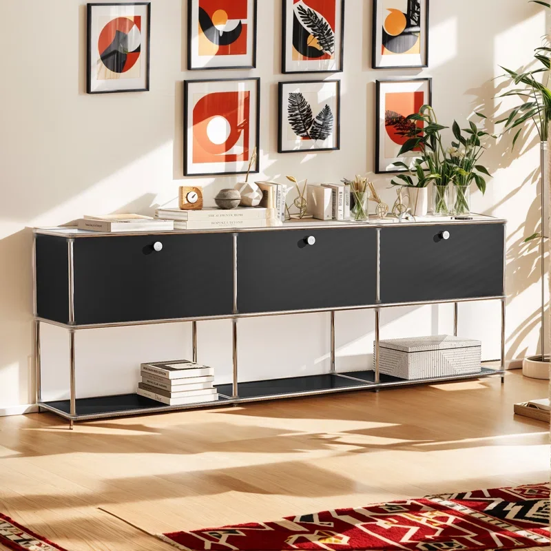 خزانة تخزين منضدة وحدات هالر السرير حامل طاولة جانبية الفولاذ المقاوم للصدأ مجلس معدني لغرفة المعيشة INS pololi Fashion