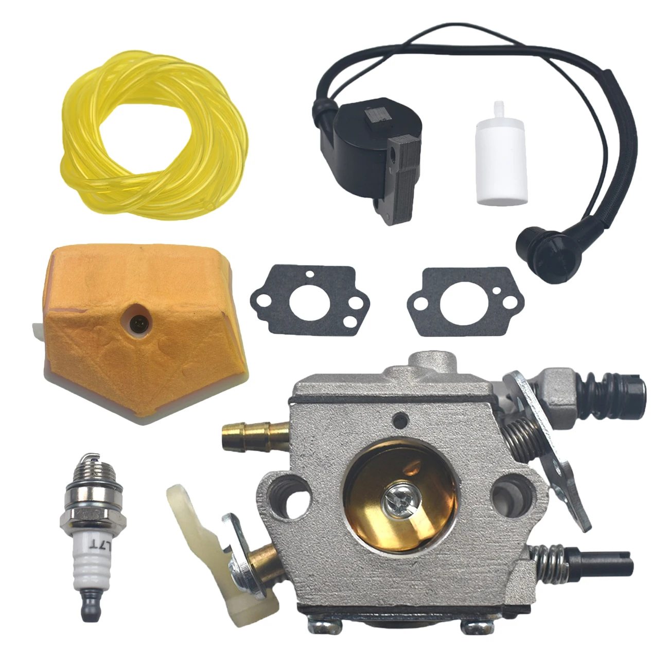 Chainsaw Carburetor With Ignition Coil Spark Plug Kit For Husqvarna 50 51 55