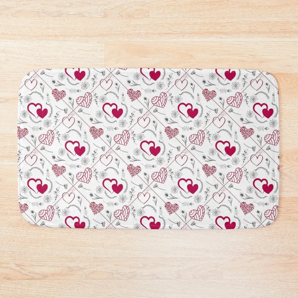 

Red & White Hearts Galore Bath Mat Household Items Carpet In The Living Room Carpet Living Room Sleeping Room Rugs Mat