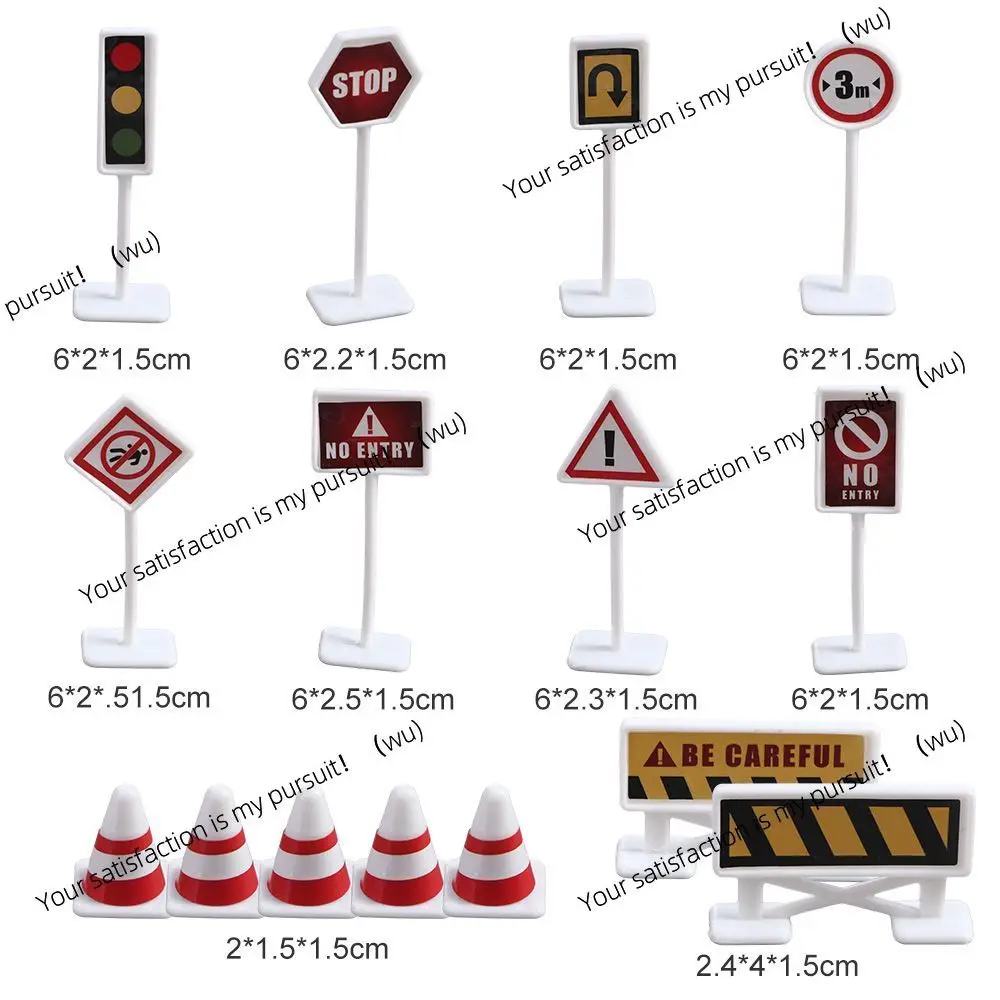15 pieces/set, mini traffic sign model toy, road obstacle puzzle, simulation scene, birthday gift.