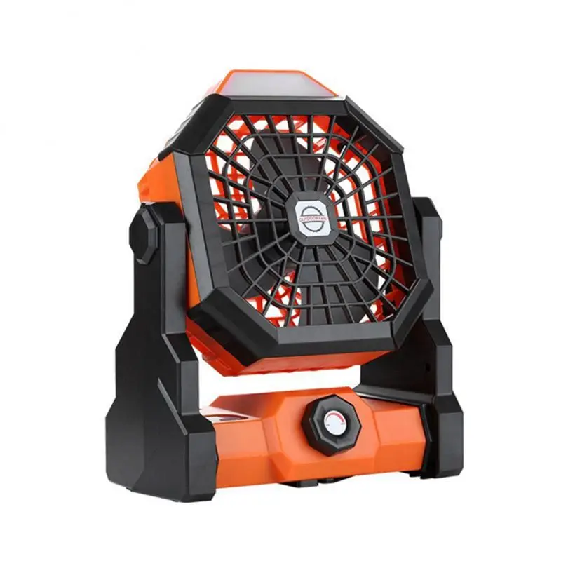 L65A-Outdoor Tent Fan 7800Mah Rechargeable Battery Operated Camping Fan Portable Camping Fan With LED Night Light Orange