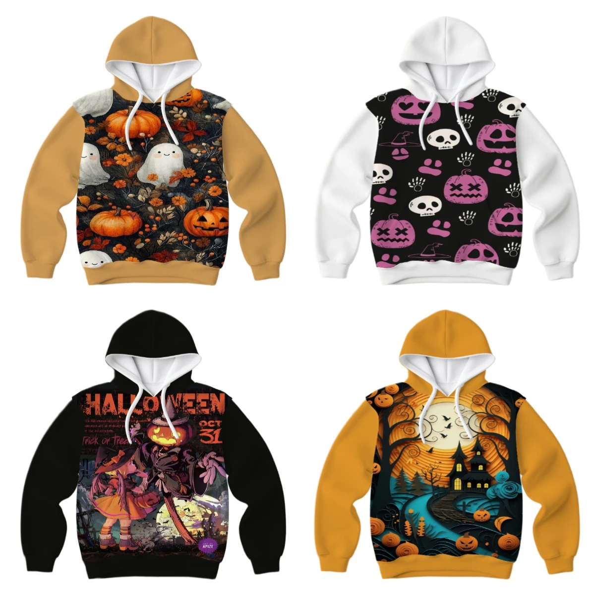 

25/26 Latest Autumn/Winter Halloween Horror Elements 3D Printed Hoodie Large Adult Same Size Women Same Size Original Design Top