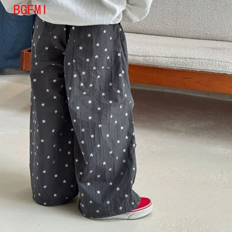 Children's Sunscreen Clothing Fabric Summer Star Print Casual Pants Thin Loose Versatile Mosquito Repellent Pants for Boys Girls