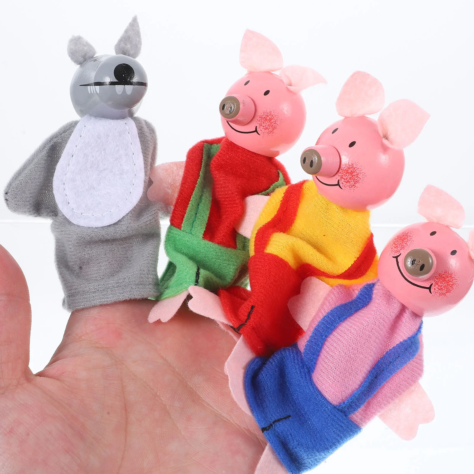 Children's Toys Finger Baby Cover Kids Puzzle Pig and Wolf Puppets Plaything for Cloth