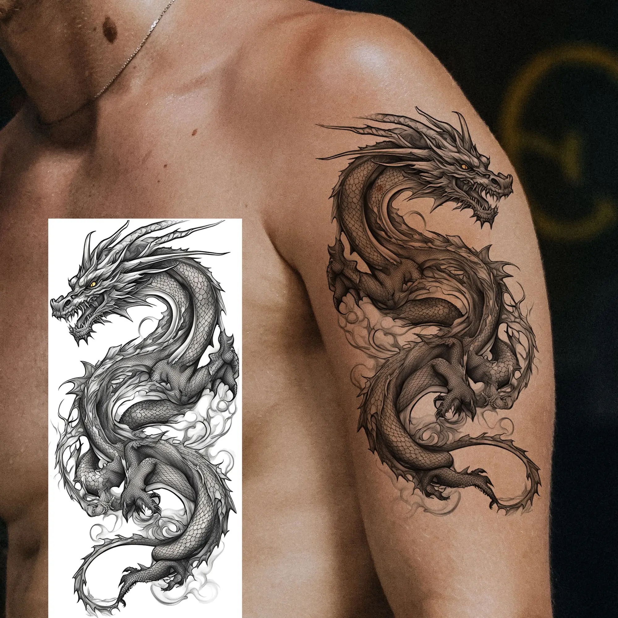 1 Sheet Cobra Snake Dragon Scorpion Temporary Tattoos For Men Women Waterproof Long Lasting Lion Tiger Wolf Fake Tattoo Stickers