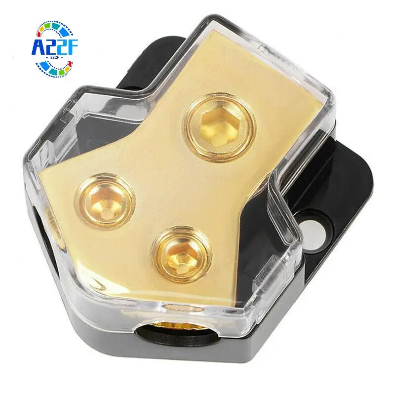 

A22F-Car Audio Splitter 2 Way 0/2/4 Gauge In 4/6/8 Gauge Out Ground Distribution Block Amp