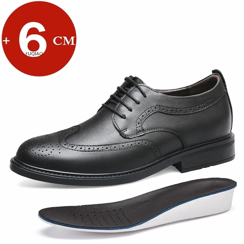 

Big Size 35-50 Men's Shoes 6cm Height Increase Elevator Oxfords Business Formal Dress Shoes Casual Brogues Anti-Slip Sole