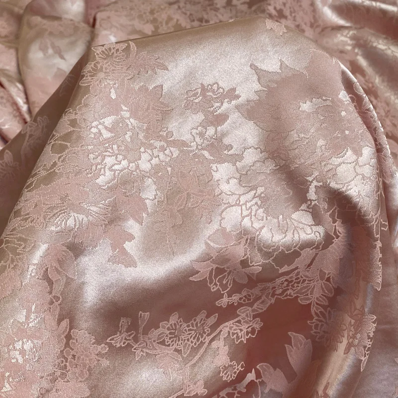 Jacquard Satin, Flower Brocade, Soft Silk Texture Fabric For Dress or Upholstery，By the Meter