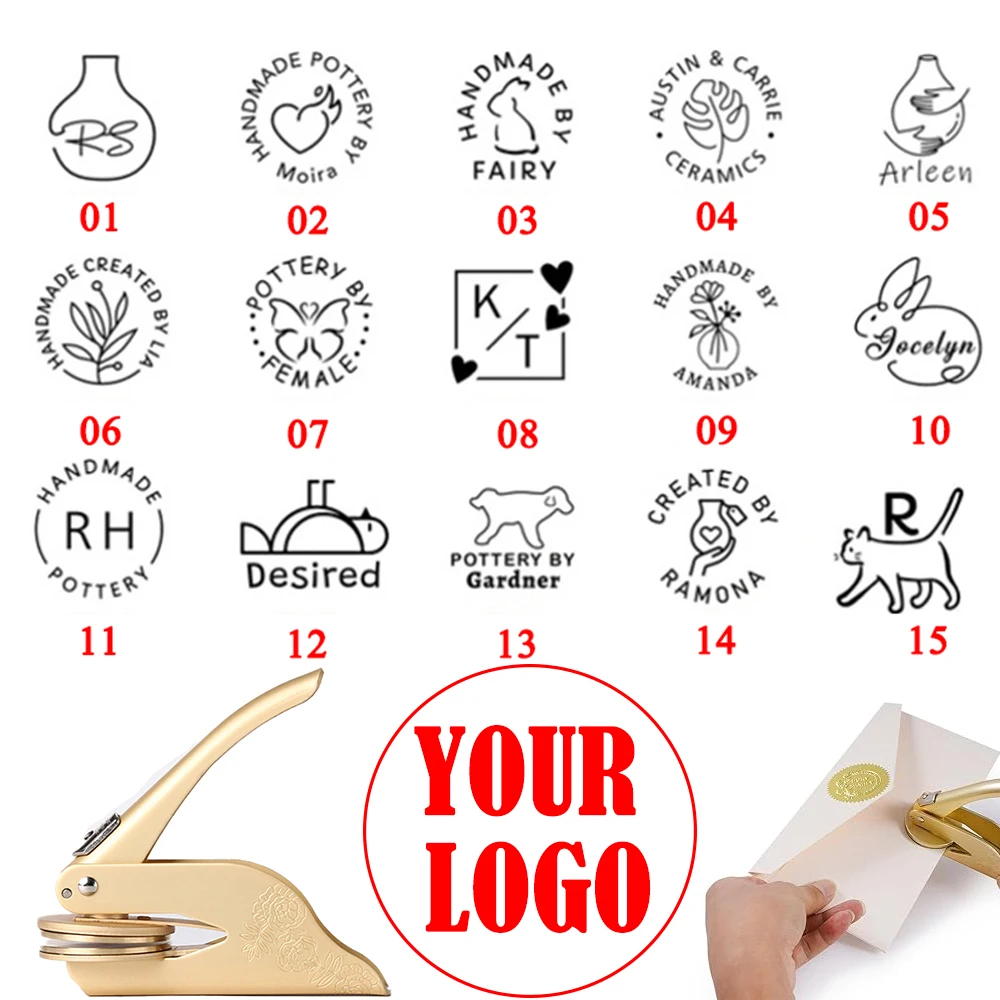 

Custom Logo Design Embosser Stamp Hand-Held Embossing Stamps Custom Text Clip for Diy Library Book Wedding Envelope Decor