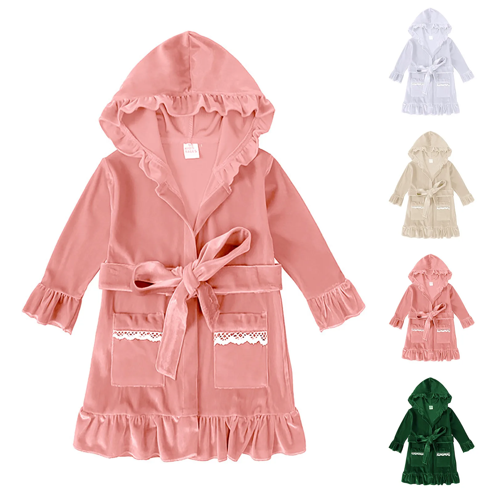 2023 Kids Christmas Robe Pyjamas Hooded Towel Robe Velvet Bathrobe Boys Girls Home Wear Costume Toddler Winter Sleepwear Pajamas