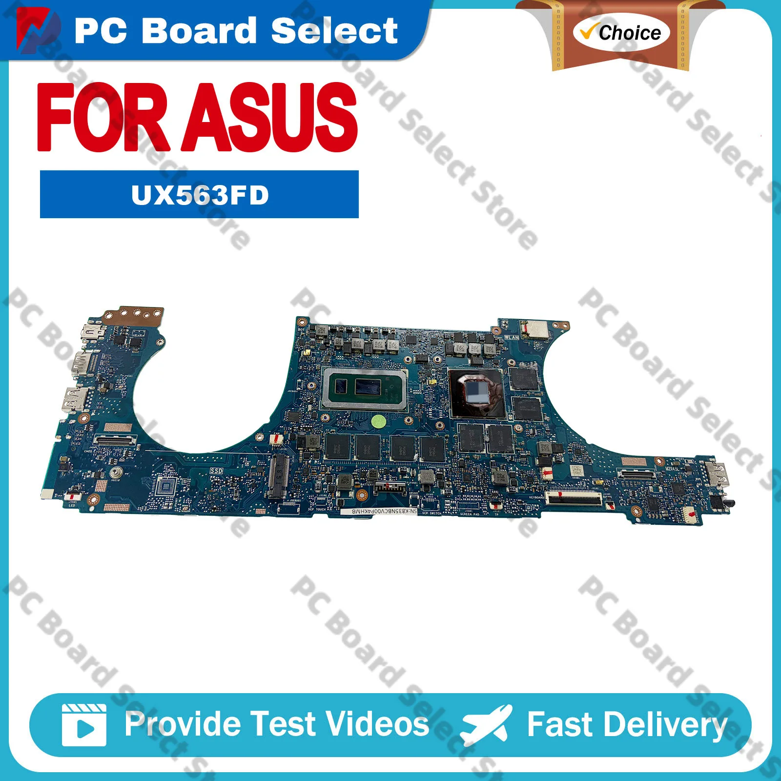Placa-mãe para laptop ASUS ZenBook UX563 UX563FD RX563FD UX56FD BX563FD UX56FA Q536FD com processadores Intel de 10ª geração i3, i5 e i7