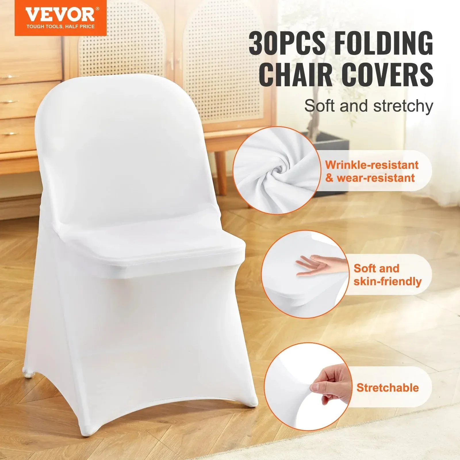 

Sihao 30 PCS Wedding Chair Cover Spandex Stretch Slipcover for Restaurant Banquet Hotel Dining Party White Cover