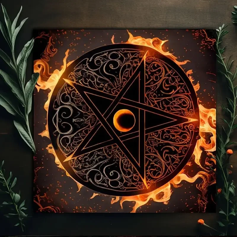 Tarot Tablecloth Pentagram Lotus Sun Moon Magic Runes Astrology Altar Cloth Witchcraft Divination Spiritual Decoration
