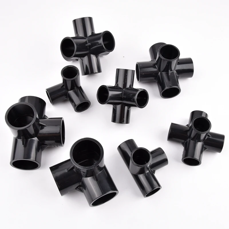 20/25/32mm Black PVC Pipe Connector 3/4/5/6-way Three-Dimensional Connector Garden Irrigation Water Tube Joint Fittings Adapter