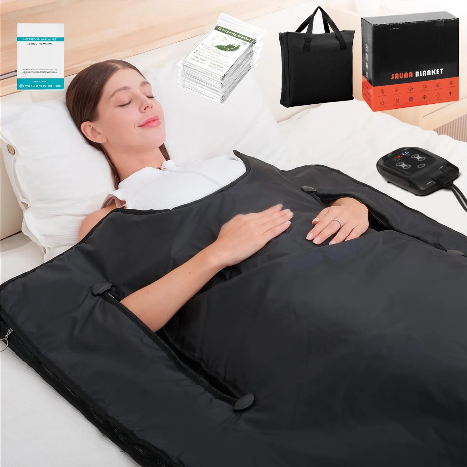 Infrared Sauna Blanket: Extra Large Portable Design for Full Body Detox & Relaxation with Adjustable Temperature and Timer