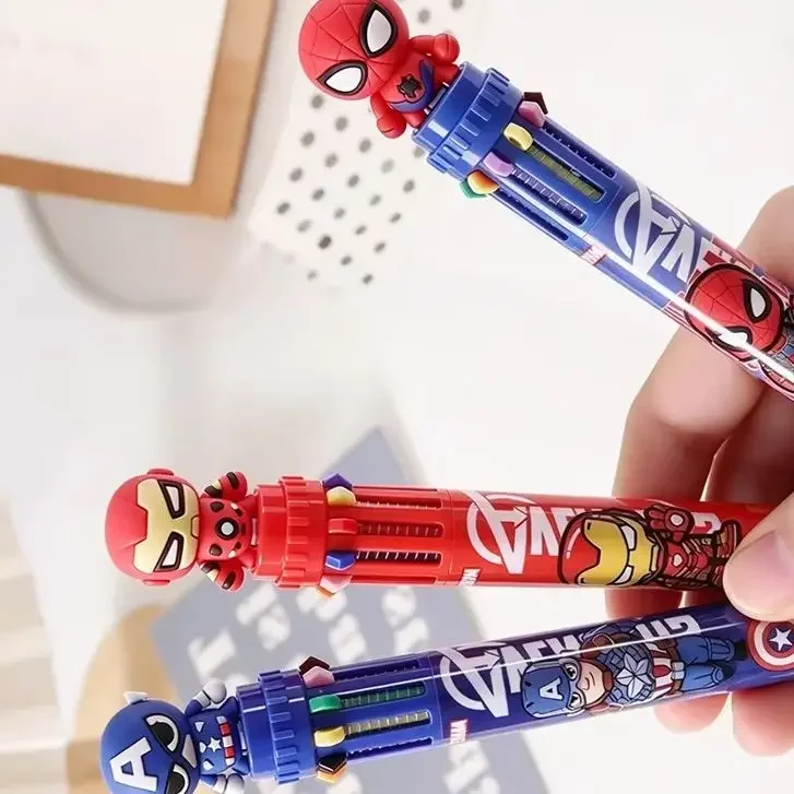 Marvel Spider-Man Iron Man stationery, ballpoint pens, multi-color  for school，marking, cartoon press-type design，reward