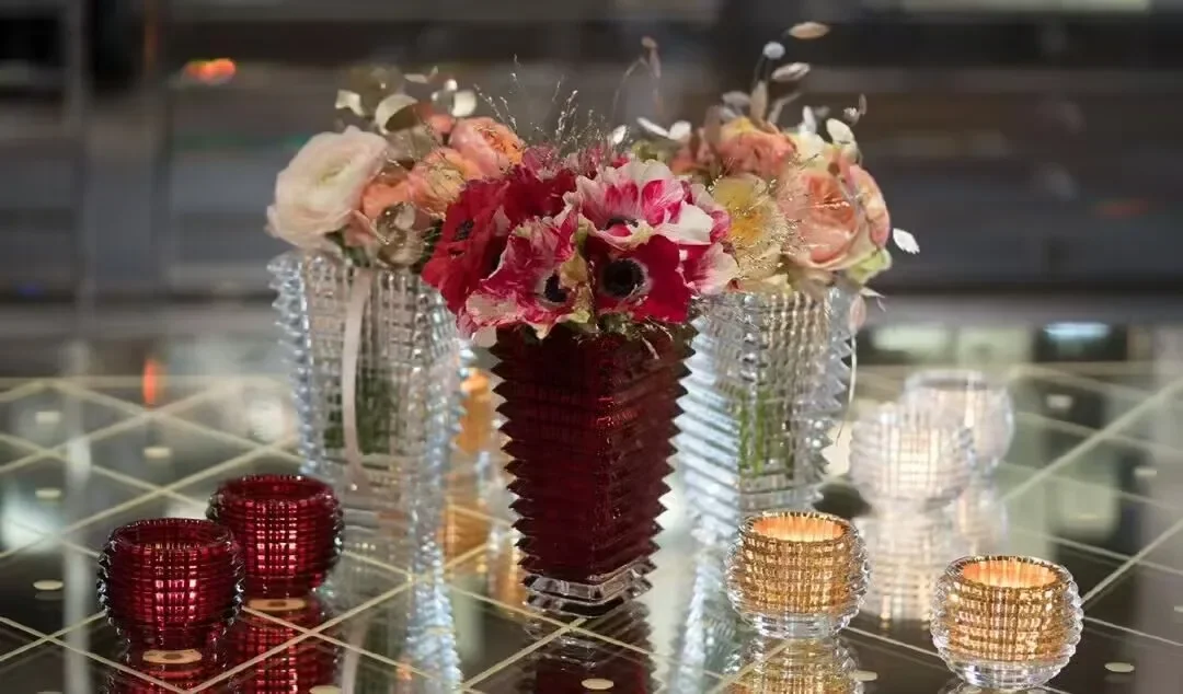 2pcs a set 7x9.5cm Crystal candlesticks small vase candlestick for home ornament