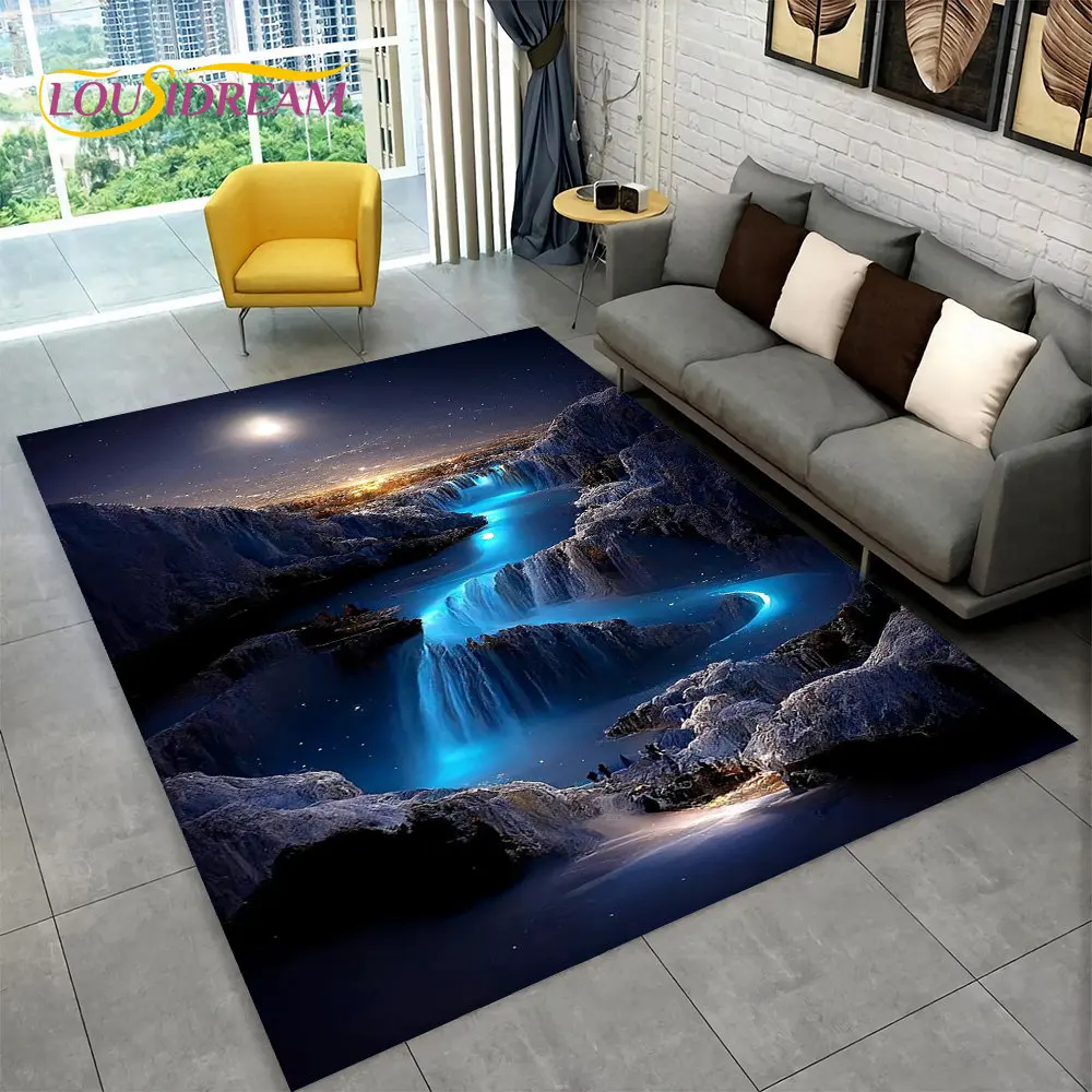 3D Beautiful Dream Magic Castle Scenic Area Rug,Carpet Rug for Living Room Bedroom Sofa Doormat Kitchen Decor Non-slip Floor Mat