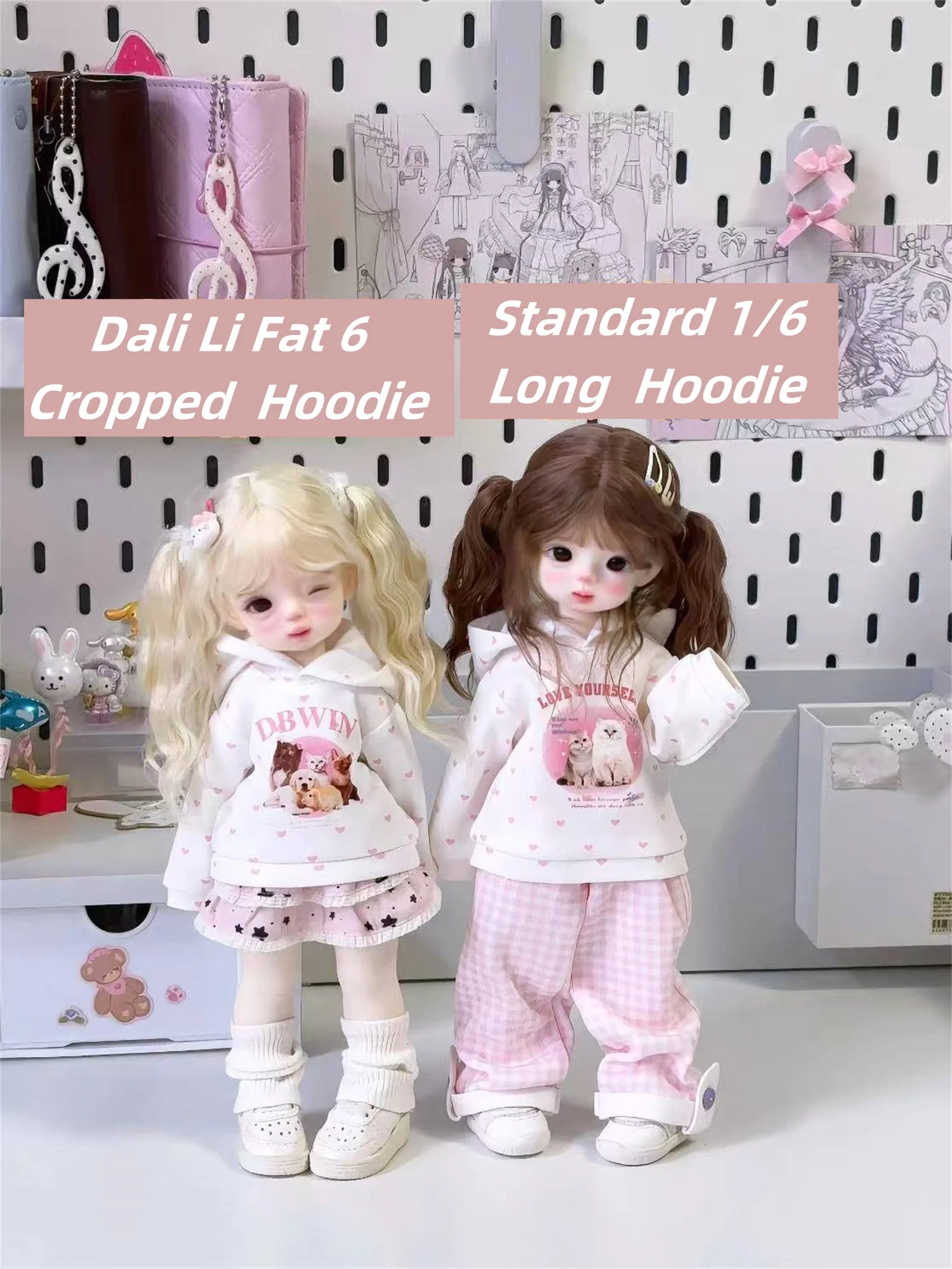 Spot Inventory BJD Doll Clothes 1/6 Small 6 Girls Multi-Color Heat Transfer Soft Customizable Custom Hoodie Doll Accessories