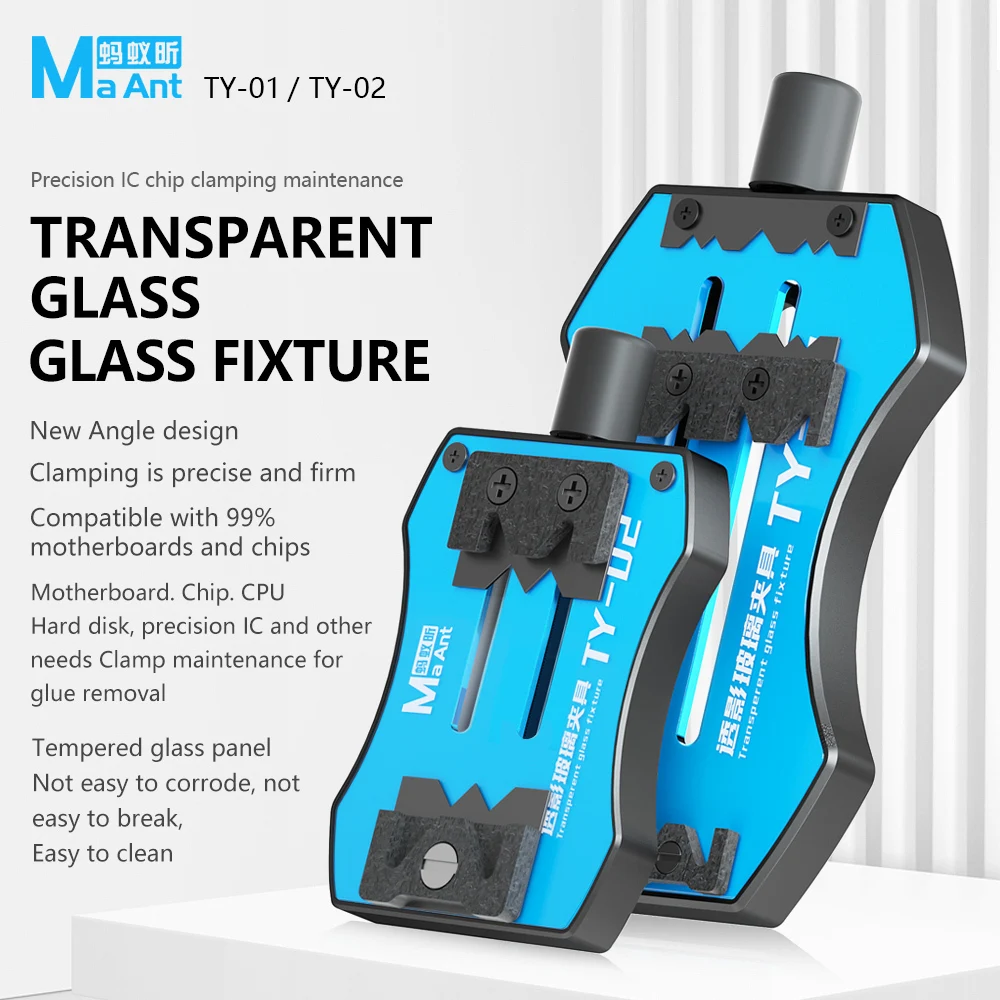 TY-01/02 Jig with Heat Resistant Tempered Glass Fixture PCB Board Mainboard CPU Chip IC Planting Tin Universal Clamp MaAnt