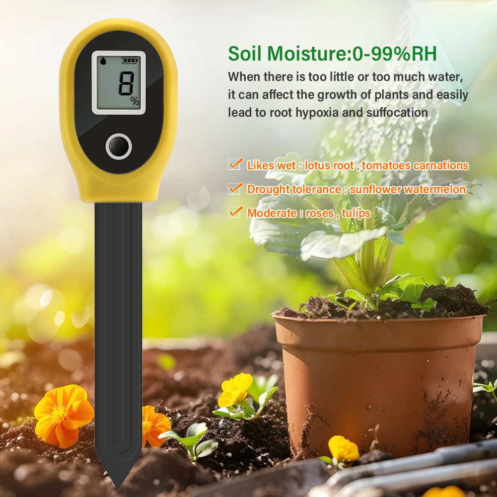 Portable Soil Moisture Tester Digital LCD Soil Moisture Analyzer for Indoor Growing Potted Plants Home Garden Flowers Lawn