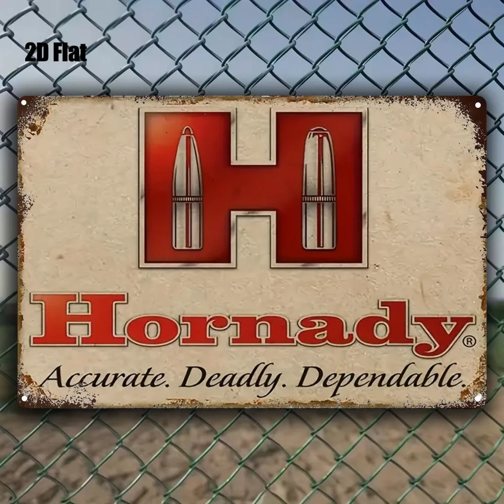 1pc Hornady Vintage Metal Tin Sign Red White Logo Heavy Duty Iron Plaque Man Cave Garage Wall Decor
