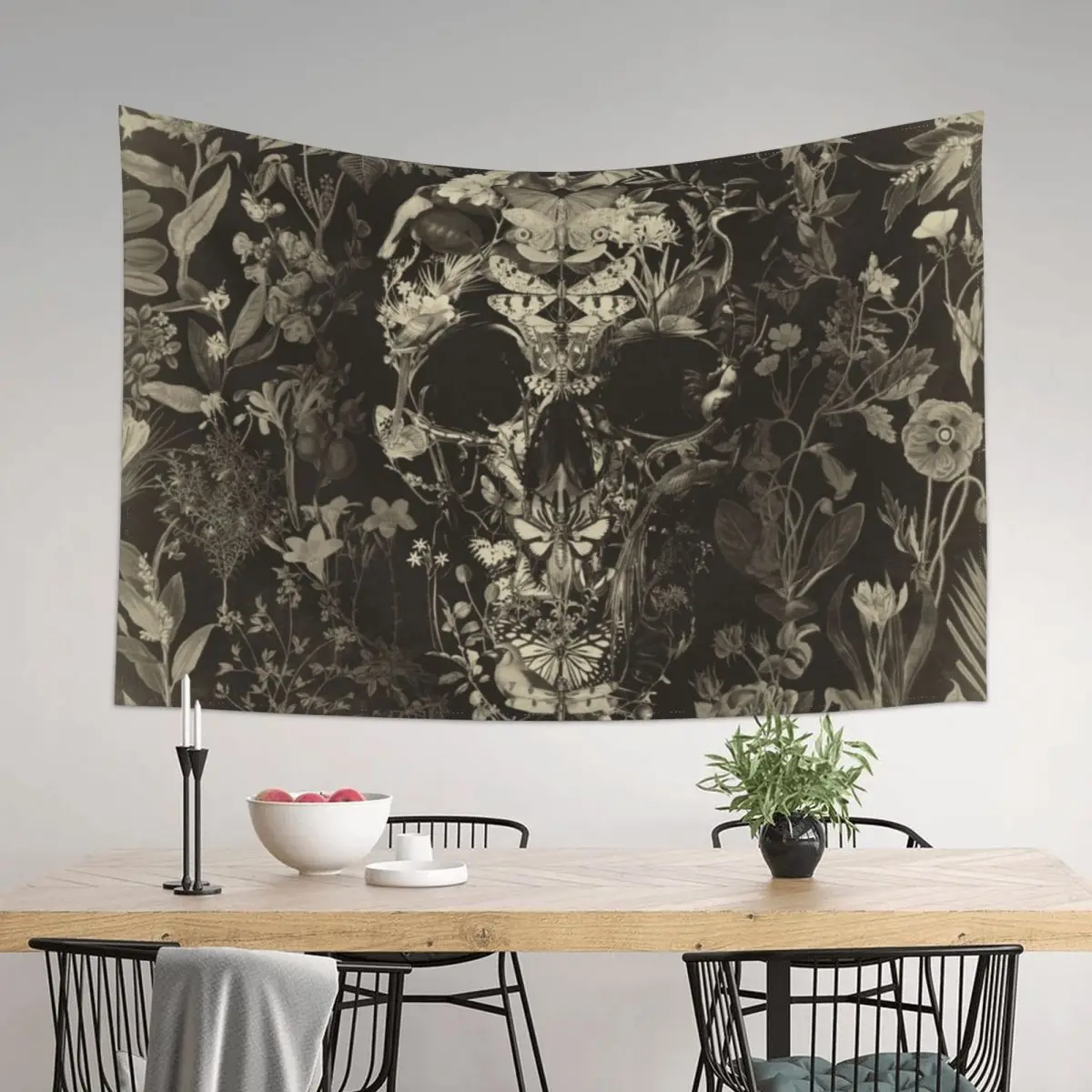 

Papillon Skull Old Plate Tapestry Decor For Room Room Decorations Aesthetic Bedrooms Decor Tapestry