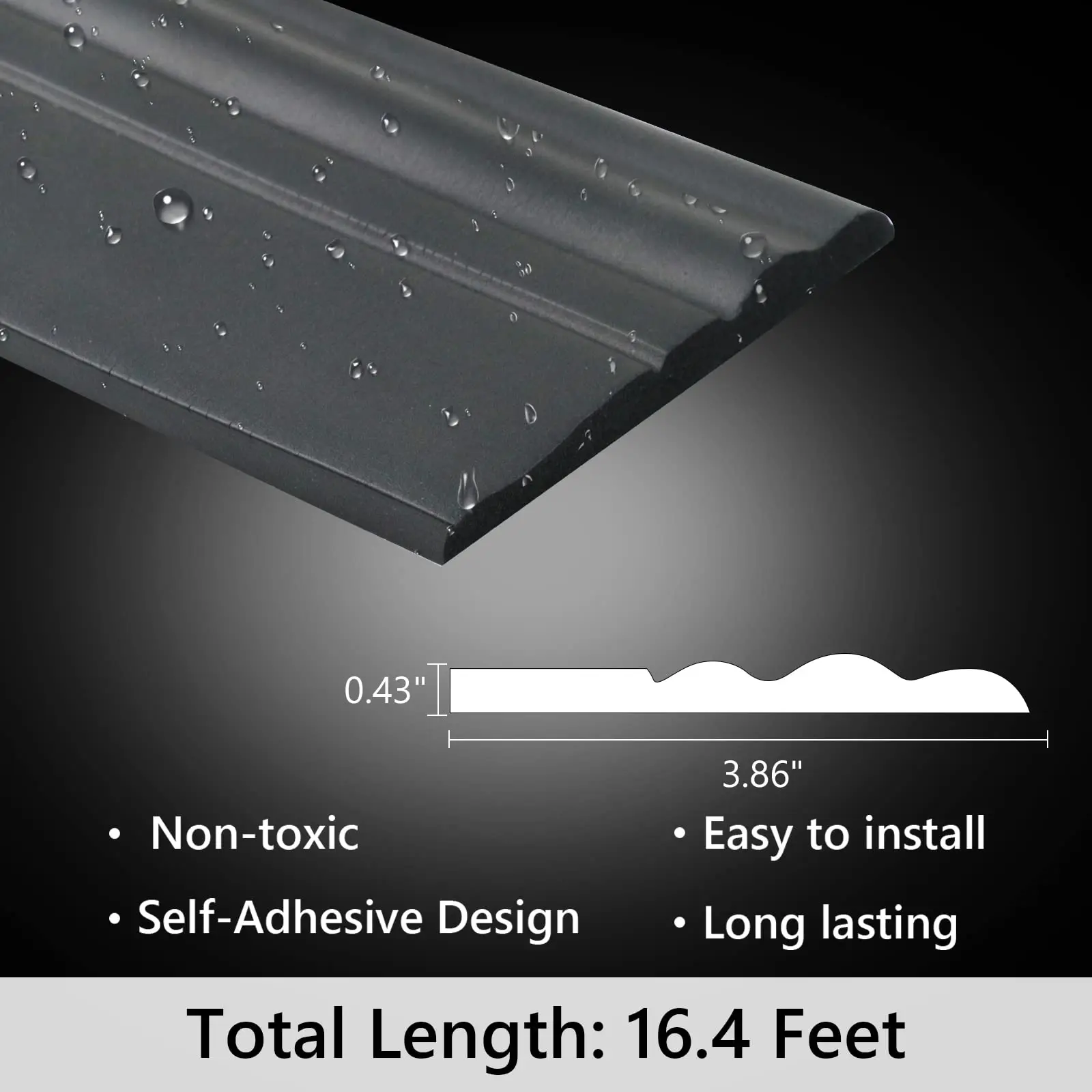 Flexible Wall Baseboard Molding Trim, Peel and Stick Wall Base Moulding Trim, 4 Inch(W) x 16.4 Feet(L)  Wall Baseboards Moulding