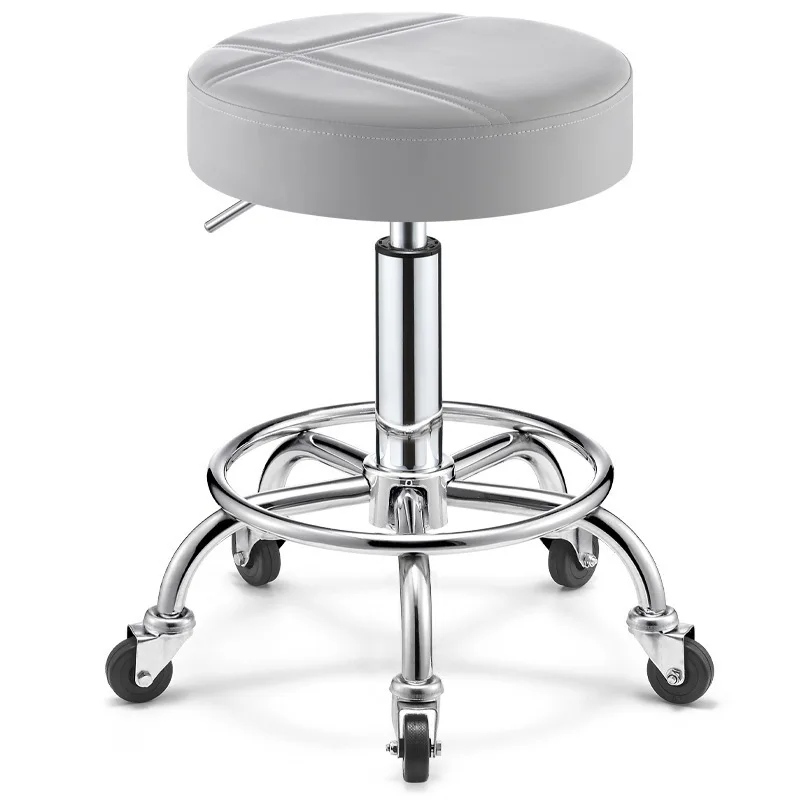 Professional Swivel Barbers Chairs Wheels Portable Rolling Hairdressing Stool Rotating Coiffeur Stuhl Salon Furniture MQ50BC