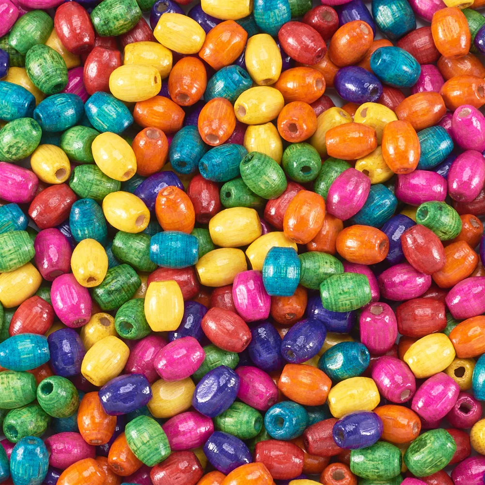 800pcs Oval Natural Wood Beads Colorful Wooden Loose Beads For Jewelry Making DIY Necklace Bracelet Accessories 5x8mm