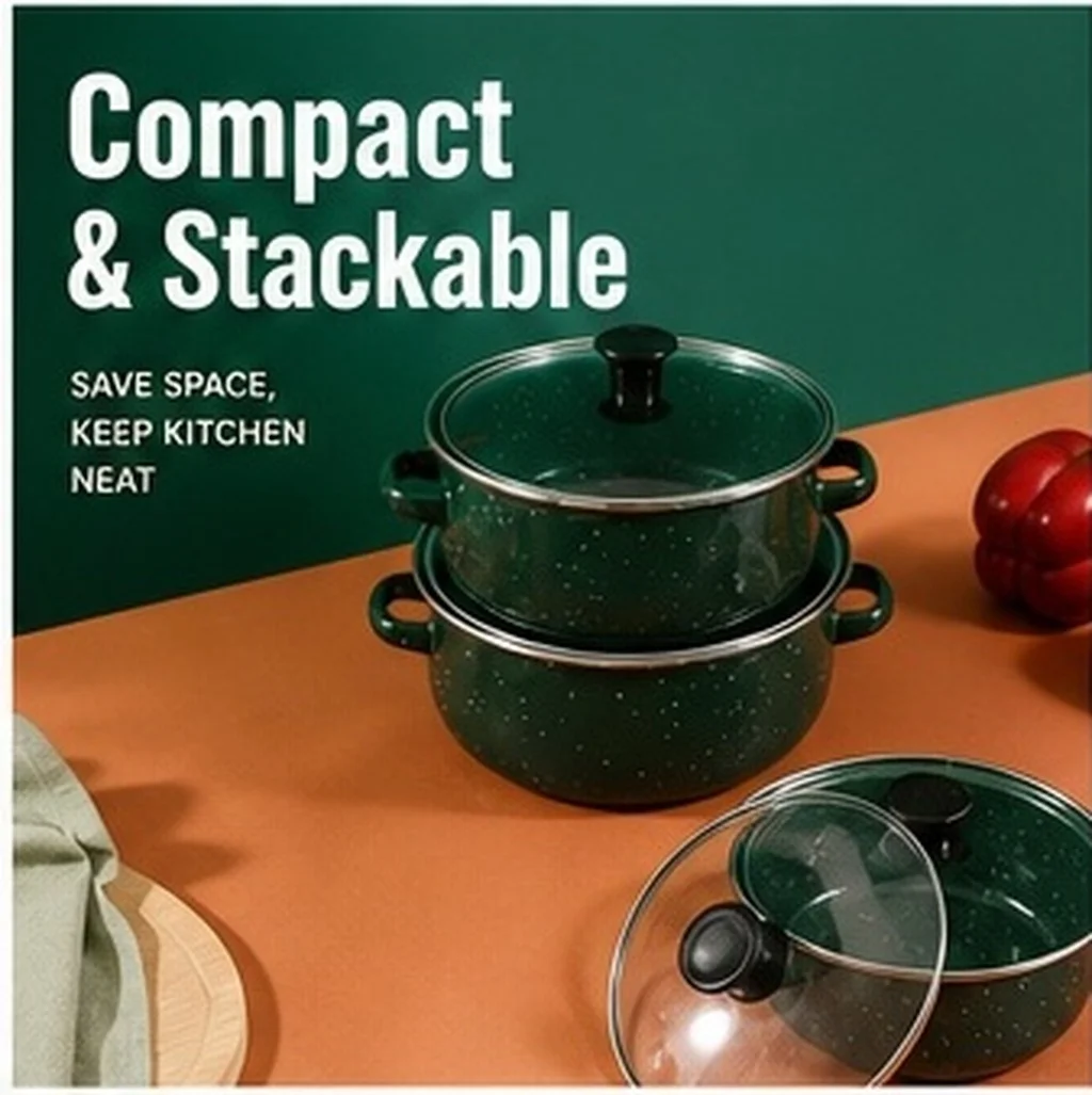 3Pcs Enamel Mini Stew Pots Set Stockpot Soup Pan Vintage Retro Induction Cookware Kitchen Cooking Enamel Stew Pot