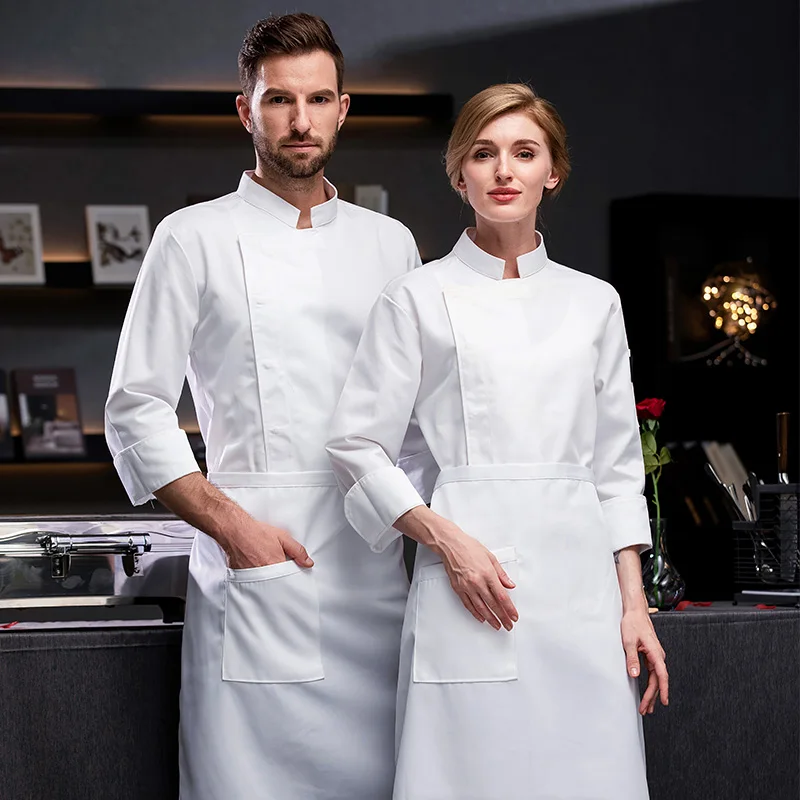 Uniforme de chef cinza, manga completa, jaqueta de chef, hotel, restaurante, casaco de trabalho, padaria, respirável, roupas de cozinha, roupa de chef, logotipo superior