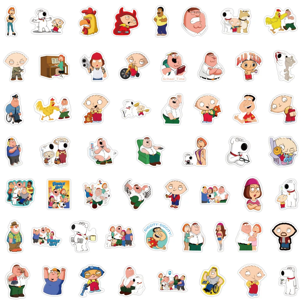 10/55/110PCS  Family Guy Sticker Cartoon Graffiti Decoration Motorcycle Skateboard Luggage Guitar Water Cup Waterproof Decal