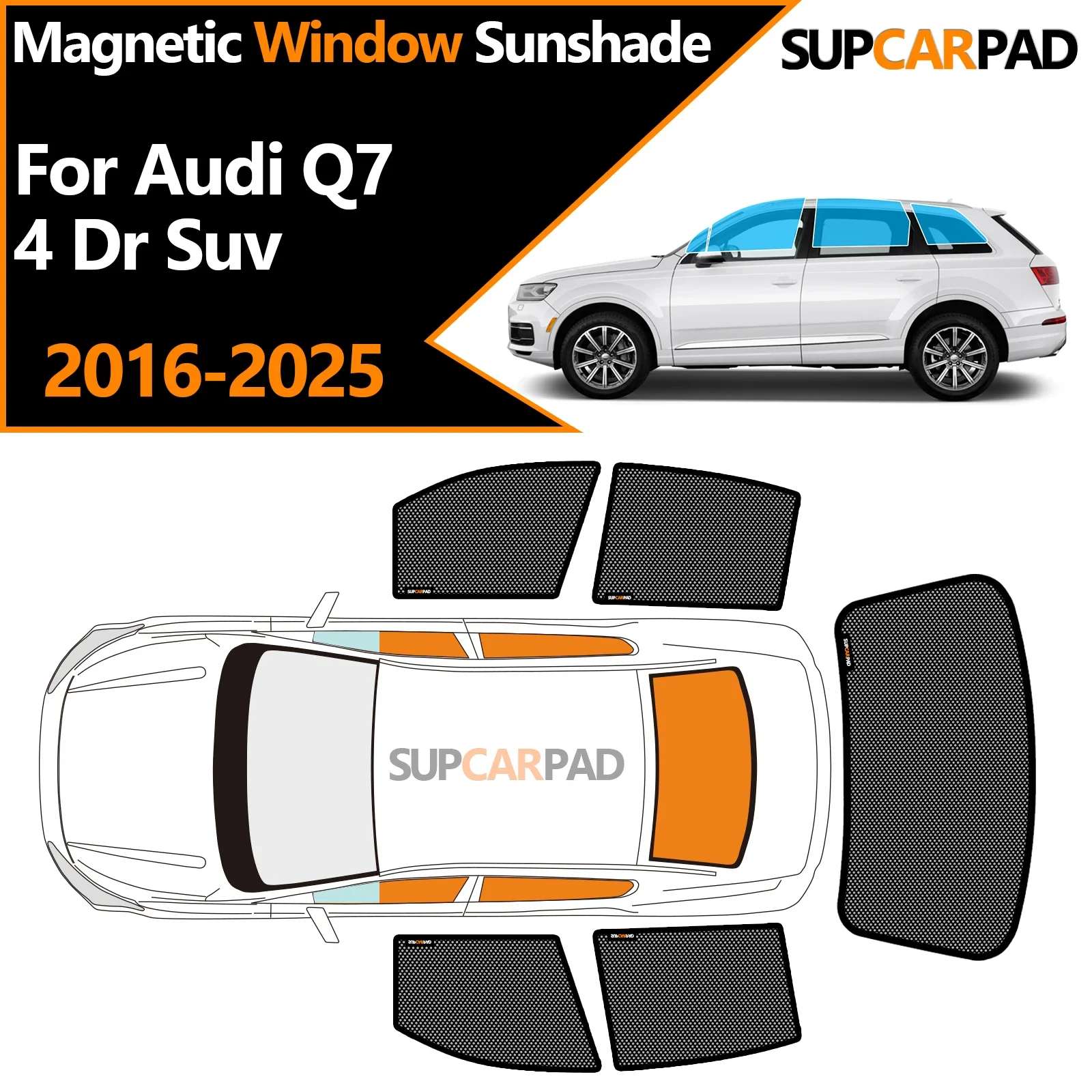 

Custom Car Window Sunshade For Audi Q7 4 Dr Suv 2016-2025 Magnetic Curtain Mesh Front Windshield Frame Curtain