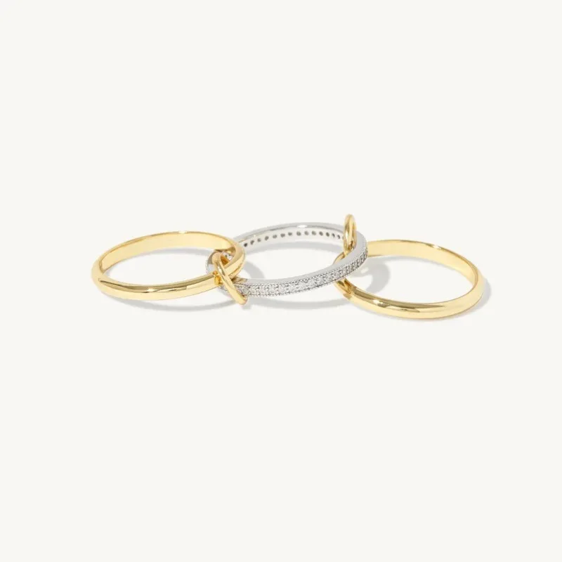 LATS Two-Color Three-Ring 14K Gold Plating Copper Ring for Women Ins Style Stacking Jewelry Fashion Accessories image 5