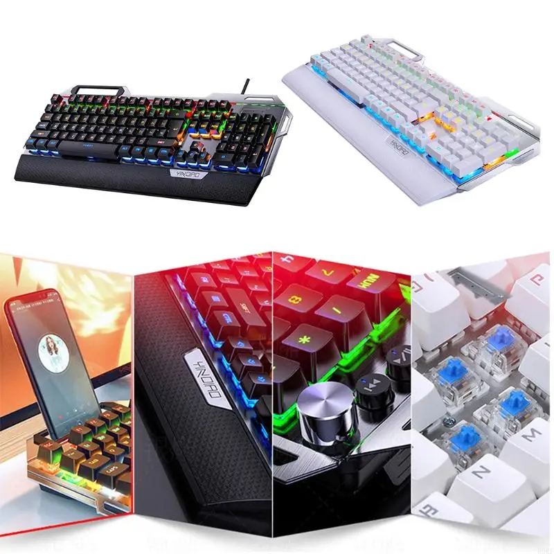 คีย์บอร์ดเกมเครื่องจักรกล B0KF กันน้ำ 104 ปุ่มคีย์บอร์ด backlit สำหรับ โทรศัพท์มือถือ hoder สล็อตสำหรับพีซีเกมเมอร์ตัก
