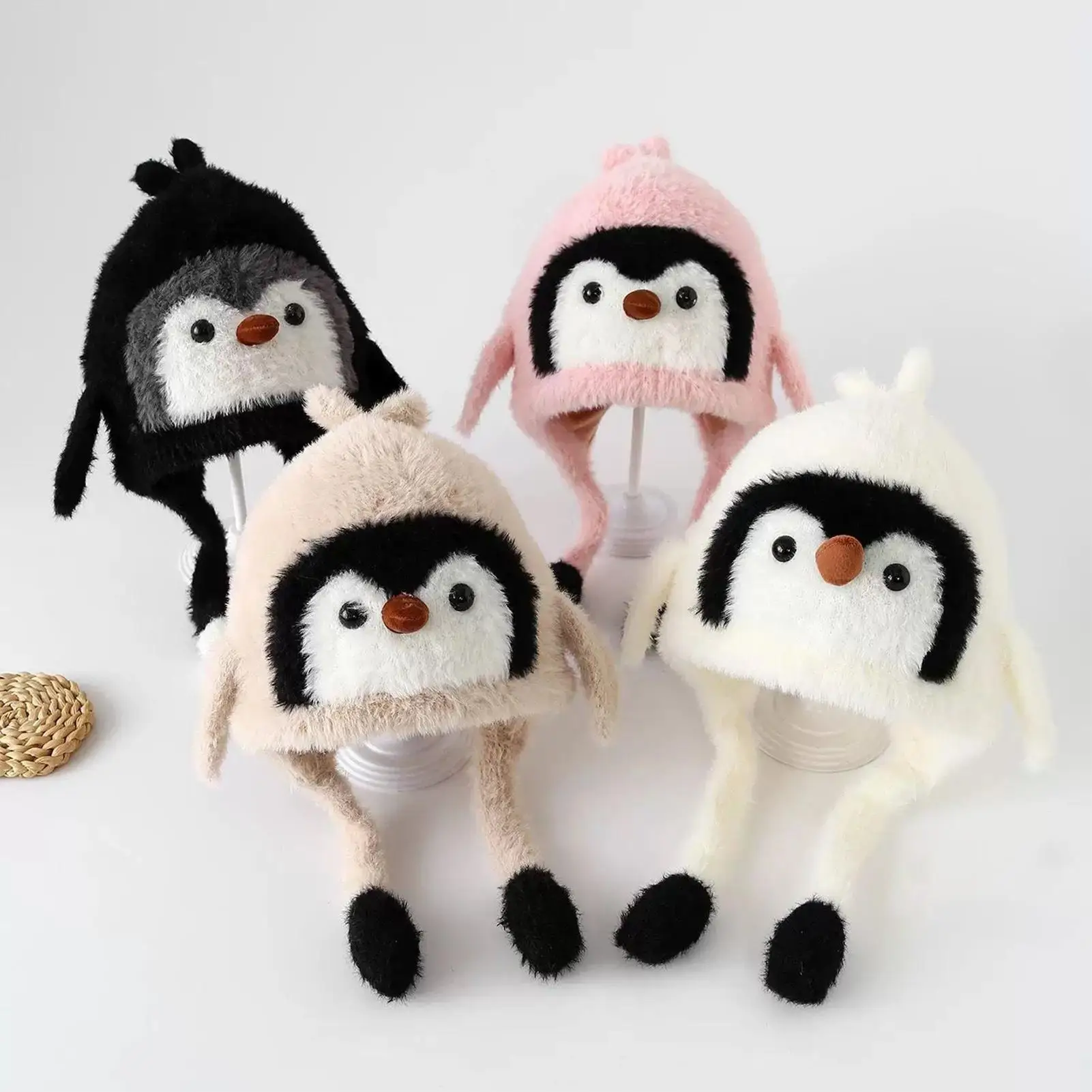 

Animal Hat Penguin Costume Beanie Plush Winter Hat With Ear Flaps For Girls Boys Kids Vacation Fishing Camping