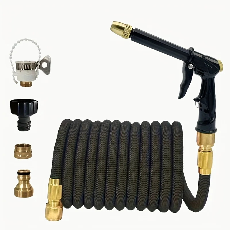 High-Pressure Garden Hose Set, 3x Extendable - Universal Connector, Suitable For Car Washing And Garden Watering
