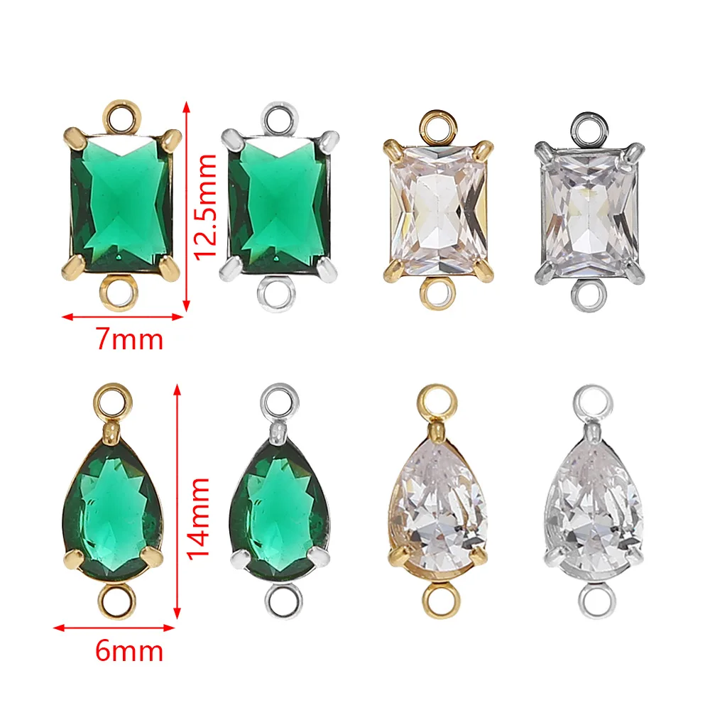 4pcs Stainless Steel Birthstone Charm Connectors For DIY Women Necklace Bracelets Waterproof