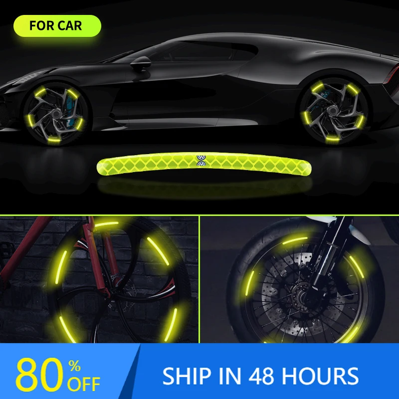 

Car Stickers Car Wheel Hub Reflective Stripes Door Safety Opening Warning Sticker Tape For Volkswagen CC GTI T5 Golf T-ROC R