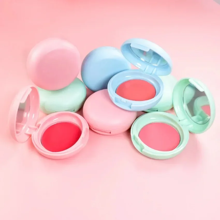 Custom Monochrome Macaron Container Blush Powder&Cream Natural Blush Palette Mineral Easy To Wear Portable Face Bulk Makeup