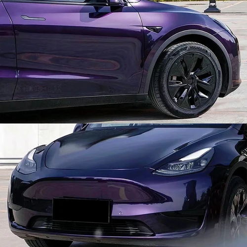 Imagen 1 del producto Pegatina metálica de color púrpura medianoche para coche, película de vinilo para envolver, sin burbujas, pegatina de PET para coche y motocicleta, accesorios de PVC para automóvil