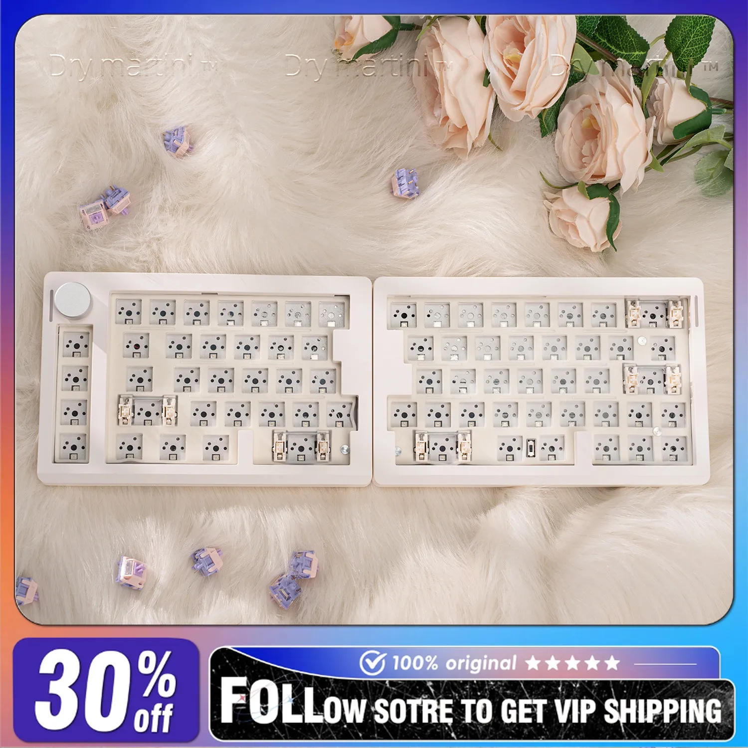 GMK70 Split Keyboard Kit Wireless Three Mode RGB Gasket Hot-Swappable VIA Left Right Separate Custom Keyboard Kit