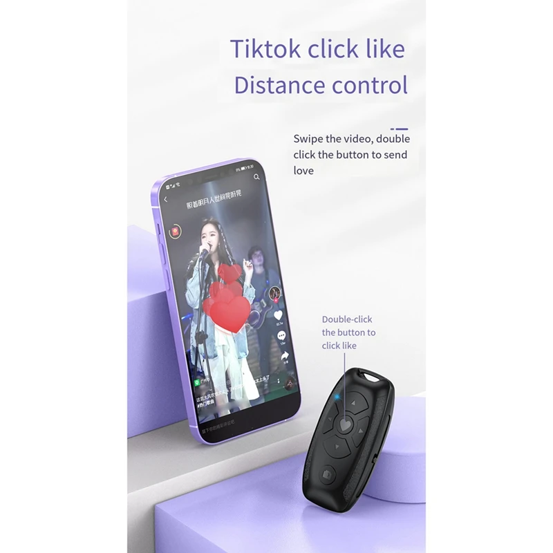 Multi-Function Rechargeable Bluetooth Remote Control For Phones, E-Book Page Turner And Selfie Camera Shutter Release, Durable