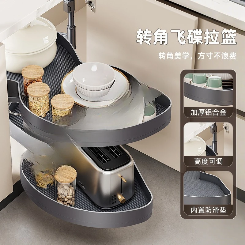 Corner UFO Basket Kitchen  Bowl Basket Inner Shelf Pot Rack Basket Little Monster Storage