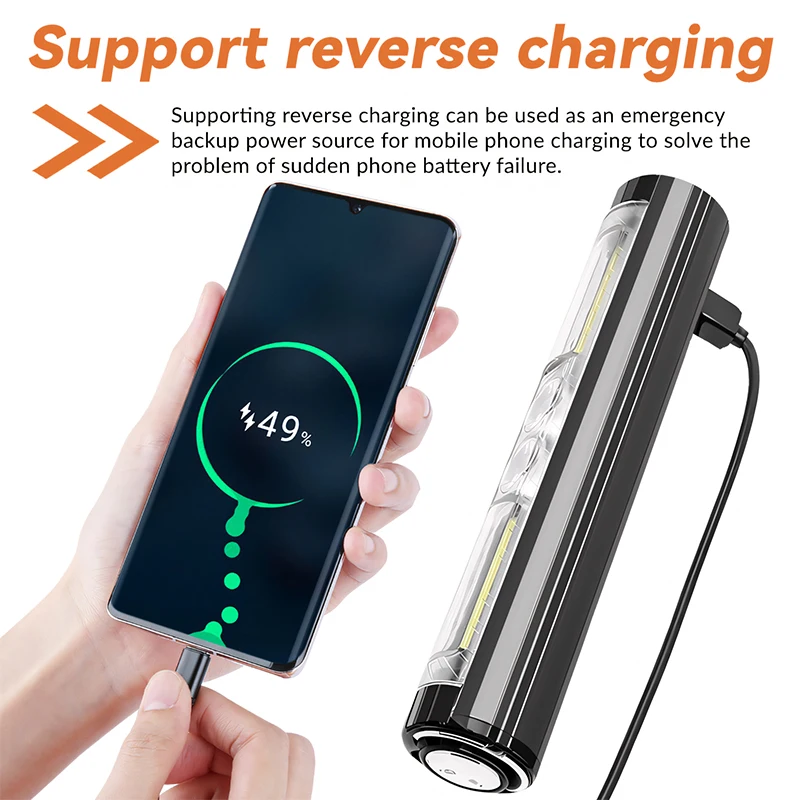 3000mAh 1600LM 다기능 산악 자전거 라이트 스트립 후크 자석 야간 라이딩 전조등 충전식 야외 사이클링 장비