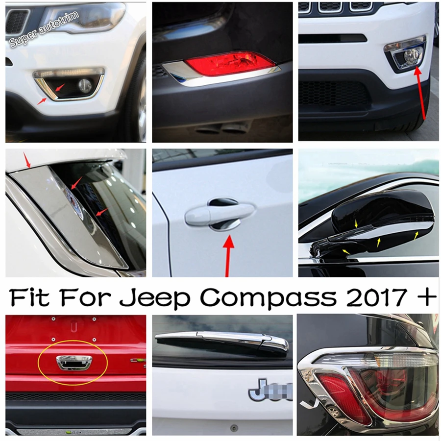 

Window Wiper / Fog Light Lamp / Rearview Mirror / Door Bowl Cover Trim For Jeep Compass 2017 - 2020 Chrome Exterior Accessories