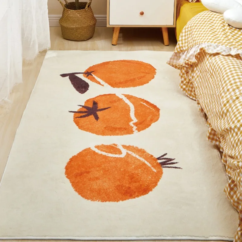 

Cute Girl's Bedroom Bedside Decorative Carpets Cartoon Living Room Soft Carpet Fruit Pattern Cloakroom Rugs Plush Balcony Rug IG